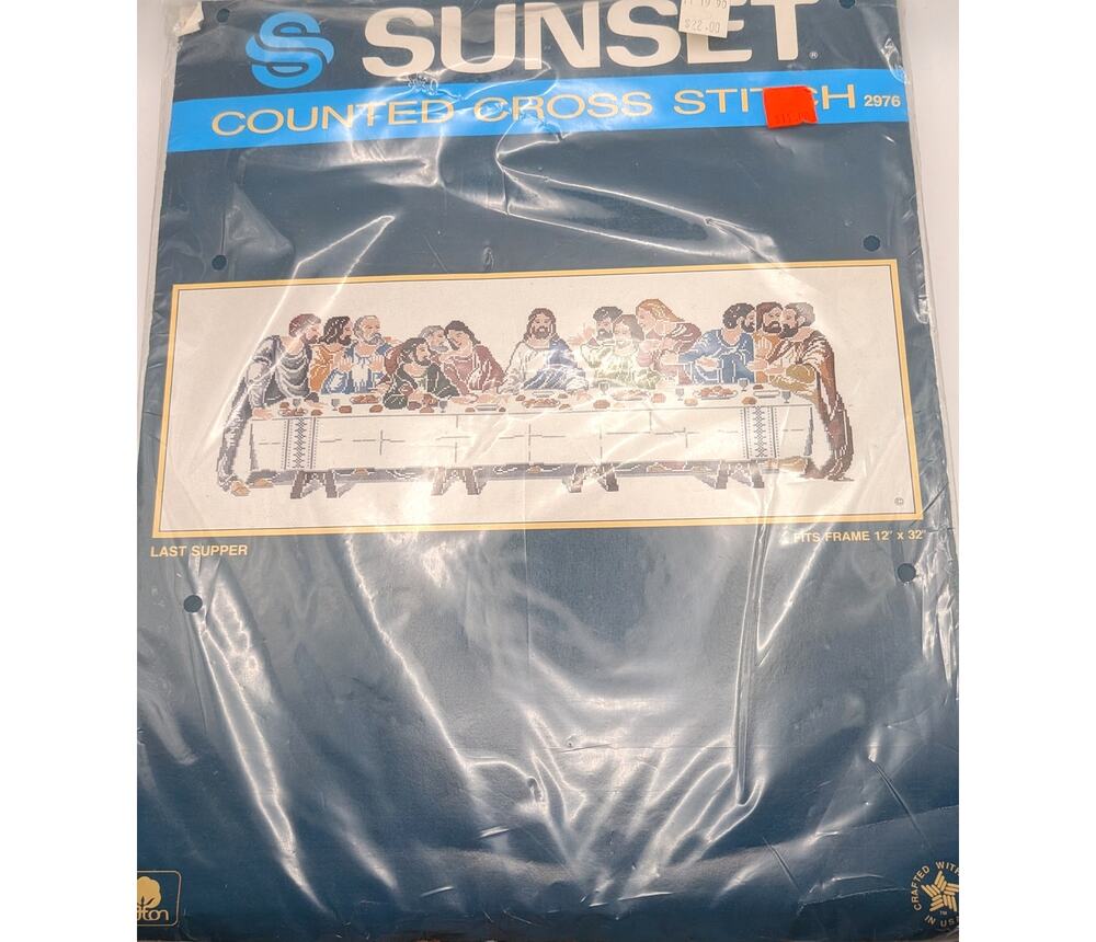 SUNSET The Last Supper Counted Cross Stitch Kit #2976 Vintage Jesus Sealed